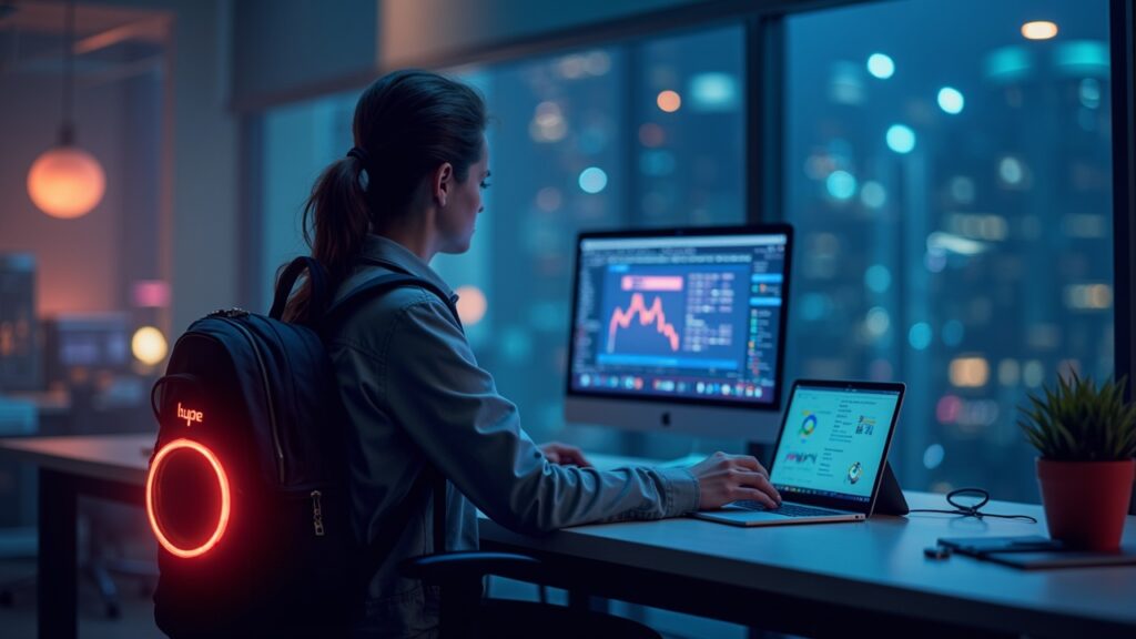 Reportero en escritorio moderno con los tokens HYPE, Aster, Backpack y Lighter orbitando sobre un libro de órdenes on-chain.