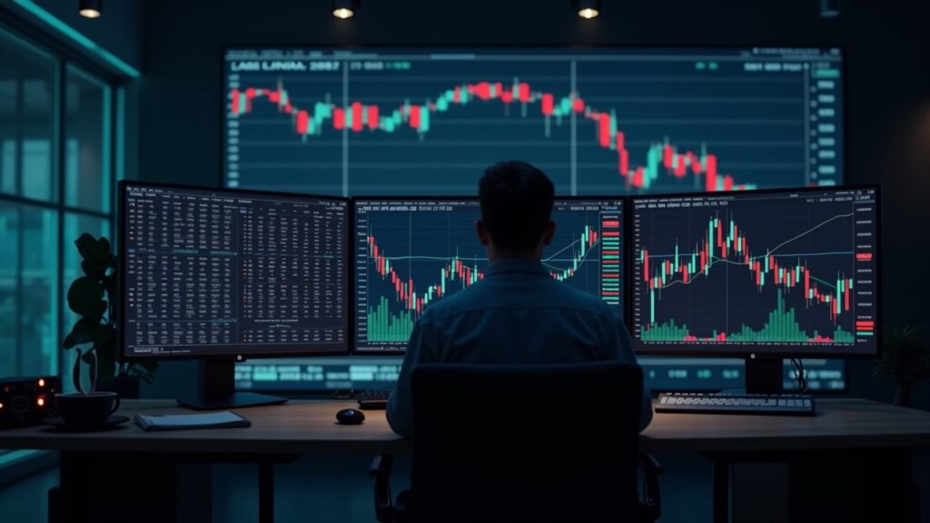 Escena de noticias: terminal cripto muestra AB cayendo 99% y rebotando, libro de órdenes reducido y ballenas.