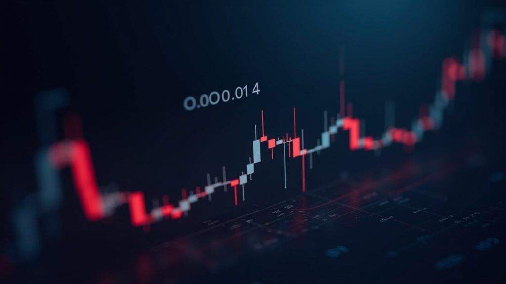 BONK sostiene el soporte en $0.000014 mientras el volumen sube 71% Escena de trading cripto: gráfico con soporte en 0.000014, volumen en alza y símbolo BONK.