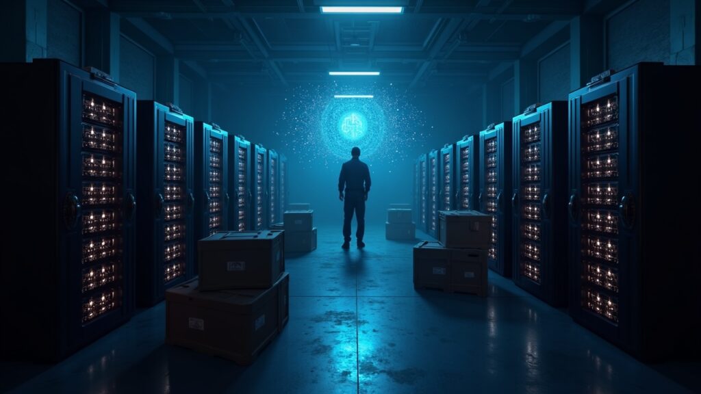 Securitize apunta a cotizar públicamente vía SPAC con valuación de US$ 1.250 millones Almacén delictivo con mineros ASIC brillantes, figura policial y cajas incautadas; fondo con motivo de blockchain.