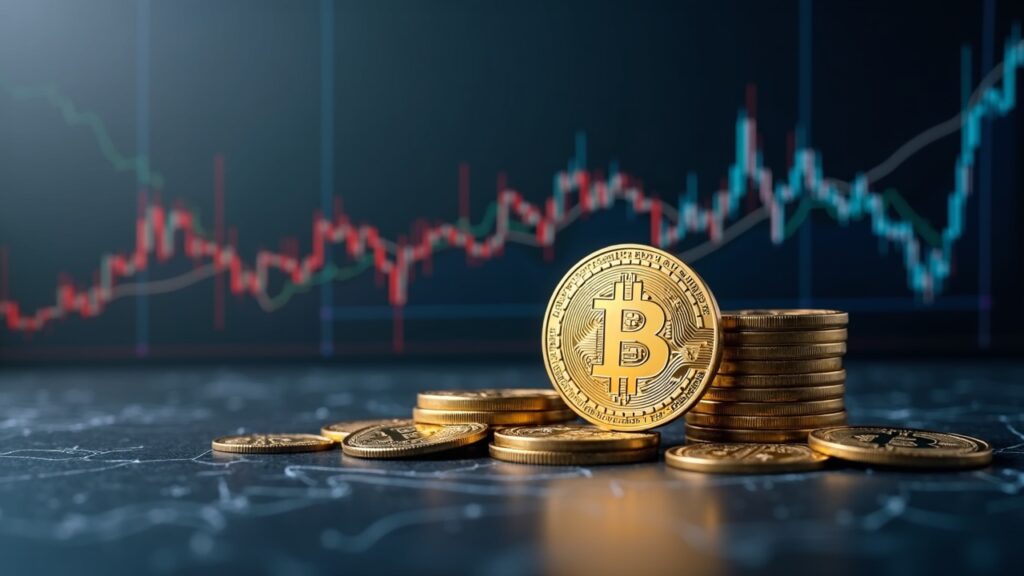 Escritorio de tesorería BTC con gráficos en alza y baja y símbolo PIPE, sugiriendo liquidez y riesgo regulatorio.
