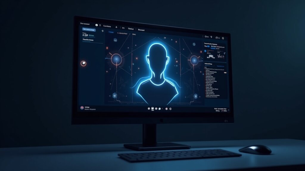 Qtum presenta Ally: IA de escritorio que automatiza tareas manteniendo control y privacidad Realistic desktop scene: glowing AI on monitor, encrypted vault icon, and local data control UI-privacy-focused automation.