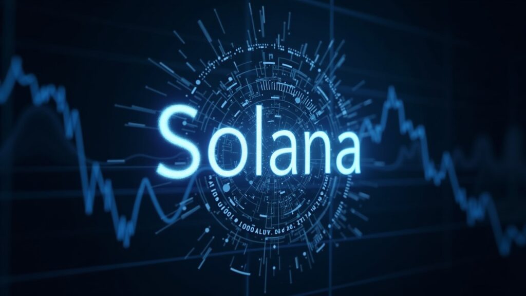 IA Qwen3-MAX de Alibaba revela una explosiva predicción del precio de Solana Logo de Solana en el centro, proyectado por IA, con nodos blockchain y branding de Alibaba Qwen3-MAX, gráficos de mercado.