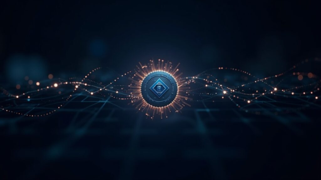 Tether, TRON y Unidad Delitos Financieros T3 Bloquean $300 Millones en Criptomonedas Ilícitas Libro mayor digital con trazos brillantes de flujos cripto entre Tether, TRON y agencias globales, simbolizando cumplimiento en cadena