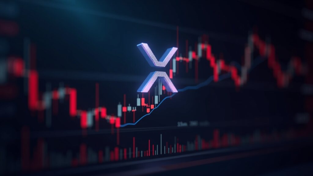 ¿Hasta qué altura podrá llegar el precio de XRP? Photorealistic crypto trading scene with XRP at $2.60, glowing Fibonacci retracement, and a bold newsroom backdrop.