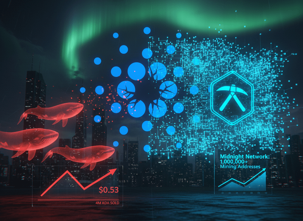 Cardano Enfrenta Venta Masiva de Ballenas Mientras Actividad de Midnight se Dispara Cardano enfrenta venta masiva