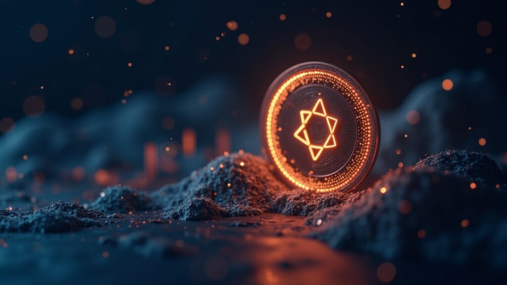 Símbolo de Cardano en ascenso sobre gráfico de criptomonedas, con iconos de Hydra Layer-2 y ETF en estética de newsroom.