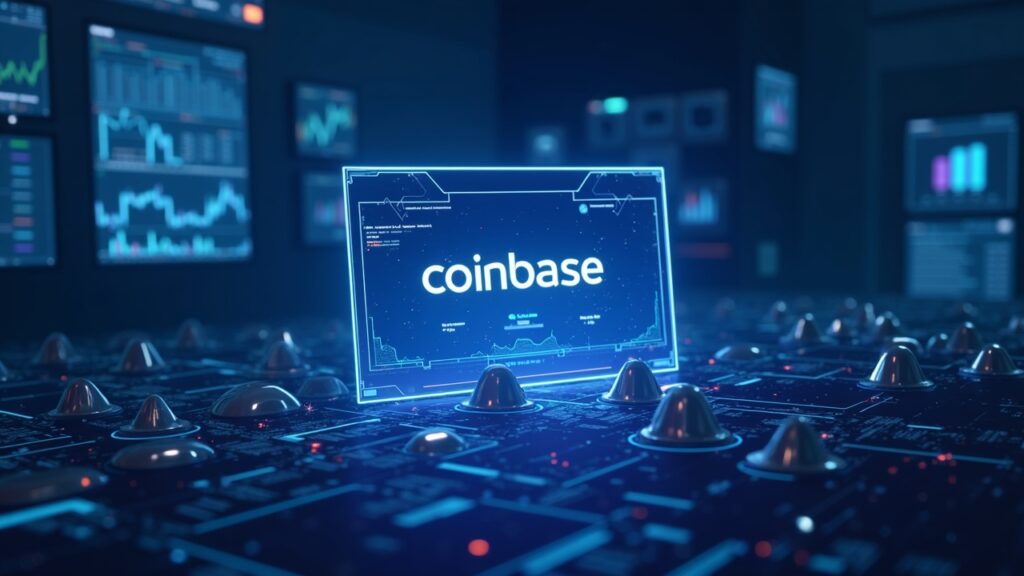 Coinbase compra Vector, DEX nativo de Solana, en medio de una oleada de adquisiciones Futurista newsroom con logos de Coinbase y Solana fusionados sobre una interfaz DEX en cadena y tokens en movimiento.