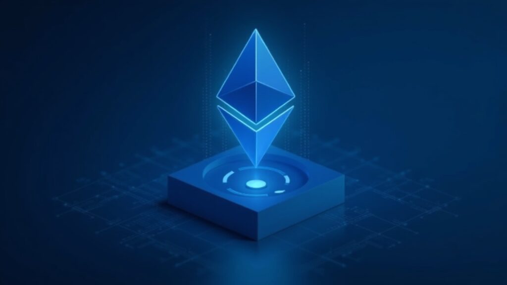 Ethereum toca fondo en 2.800 y apunta a 7.000 dólares impulsado por BlackRock Logo de Ethereum en primer plano con inversores institucionales en fondo azul, mostrando soporte 2,8k y posible ruptura a 7k
