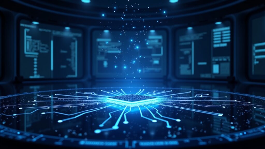 IBM avanza hacia computación cuántica tolerante a fallos con nuevos chips y mejoras de software Laboratorio cuántico en primer plano con el chip IBM Nighthawk iluminado y 120 qubits interconectados; tono futurista