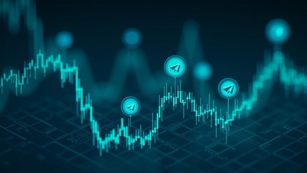 TON se atasca bajo resistencia mientras vendedores bloquean el breakout Gráfico fotorrealista de Toncoin con varias resistencias, ballenas cerca de máximos, logos de Telegram y fondo de newsroom.