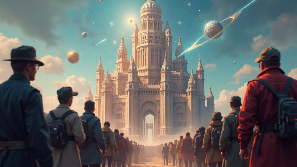 Criptoindustria critica a Citadel por pedir normas más estrictas para tokenización DeFi Escena fotorrealista de activistas cripto confrontando una torre similar a Citadel, con tokens orbitando y fragmentos de código de blockchain.