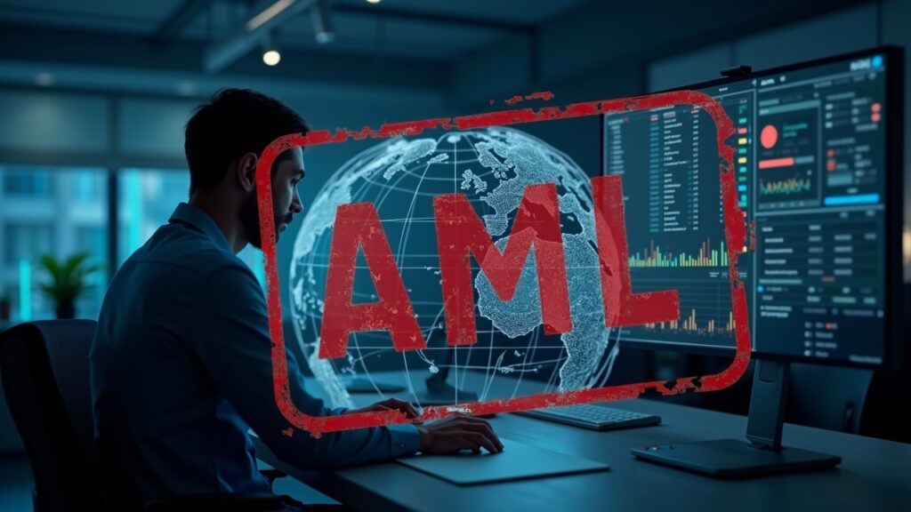 FinCEN Sanciona a Paxful con 3.5 Millones por Facilitar 500 Millones Ilícitos Redacción fotorrealista: un analista revisa paneles AML mientras un sello rojo se superpone a un globo de flujos ilícitos de cripto.