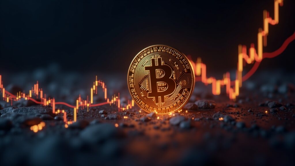 Bitcoin recupera terreno tras decisión de la Fed y expertos anticipan repunte mayor Escena macro fotorrealista de un emblema de Bitcoin en ascenso entre gráficos financieros luminosos y cintas de liquidez.