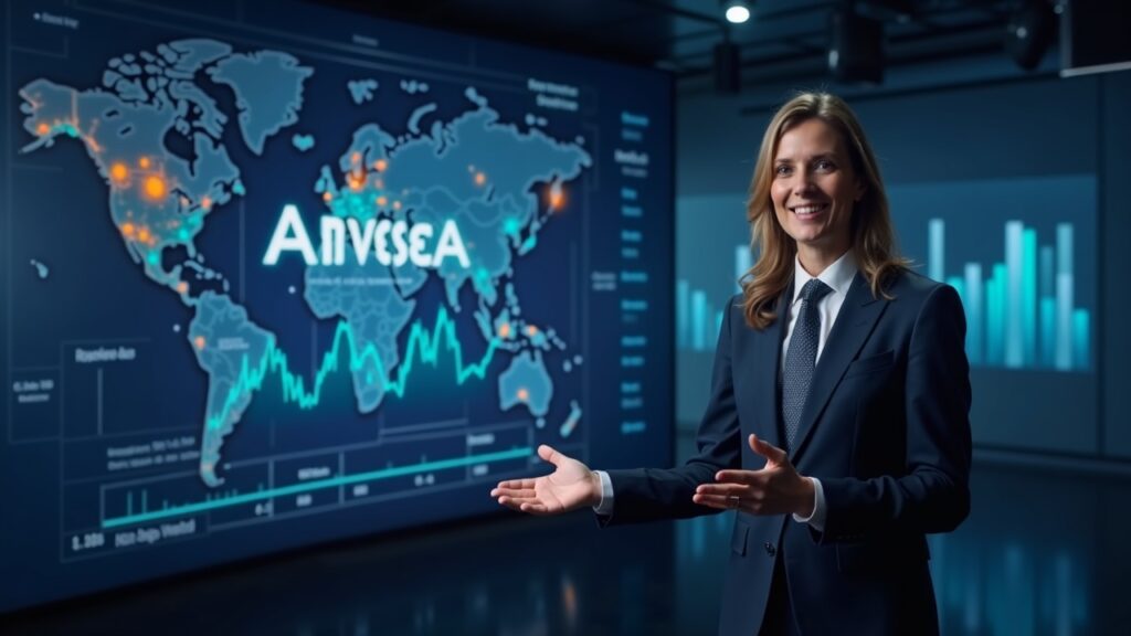 La SEC aprueba la conversión del BITW de Bitwise en ETP de cotización en NYSE Arca Fotorealista en plano central de un analista financiero presentando el índice Bitwise BITW en NYSE Arca, pantalla holográfica de 10 monedas.