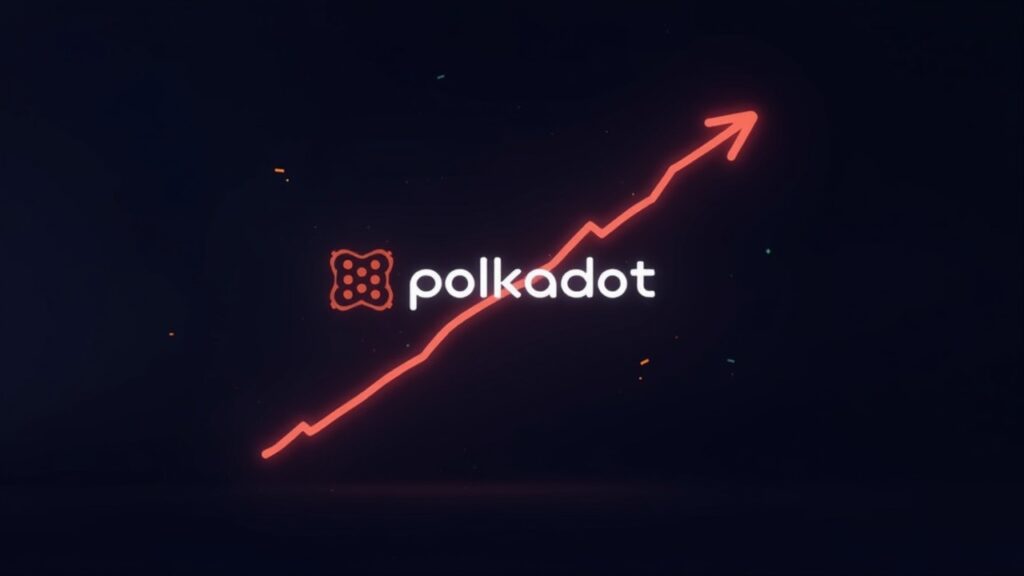 Logotipo de Polkadot atravesando una línea de resistencia luminosa en $2.25 sobre un gráfico de negociación de alta tecnología, señalando una ruptura alcista.