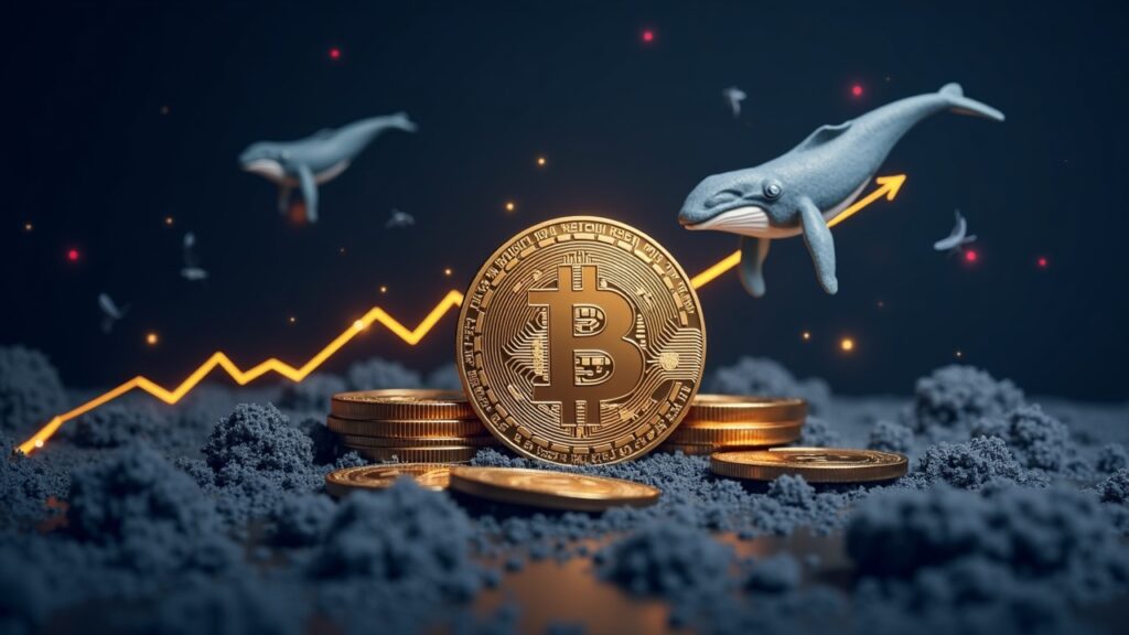 El RSI de Bitcoin anticipa un repunte hasta los 105.000 dólares según analistas Hub de Bitcoin fotorrealista con RSI volviéndose alcista, siluetas de ballenas, flujos de entrada de ETF y una flecha de precio en ascenso hacia 105k.