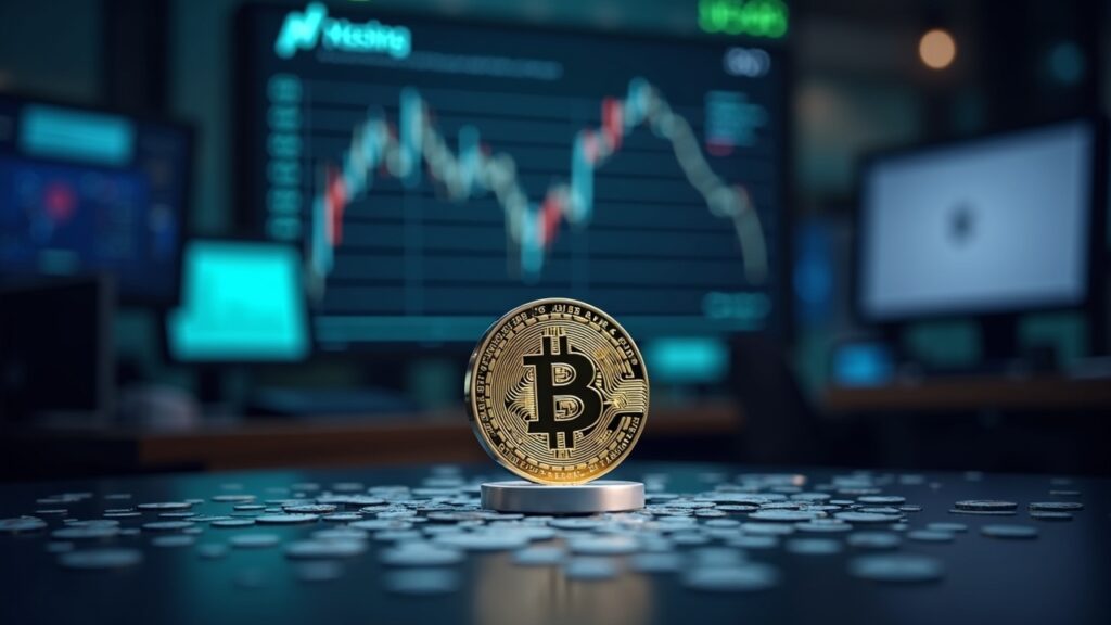 Sala de redacción fotorrealista con una moneda BNB central, cotizaciones de Nasdaq, el logotipo de Grayscale e íconos regulatorios para la presentación del ETF de BNB en EE. UU.