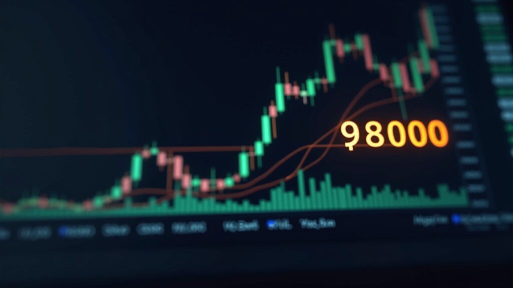 Gráfico fotorrealista de precios de Bitcoin con una banda de 88.000–92.000 y el logotipo de MicroStrategy en primer plano.