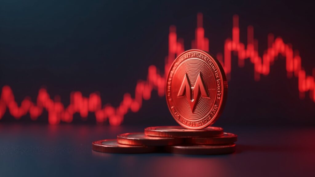 El precio de Monero enfrenta un riesgo de caída del 44 por ciento en febrero Moneda Monero junto a un gráfico de cuña ascendente que se acerca a $479, en medio de un ambiente de “febrero rojo” que señala riesgo para DeFi
