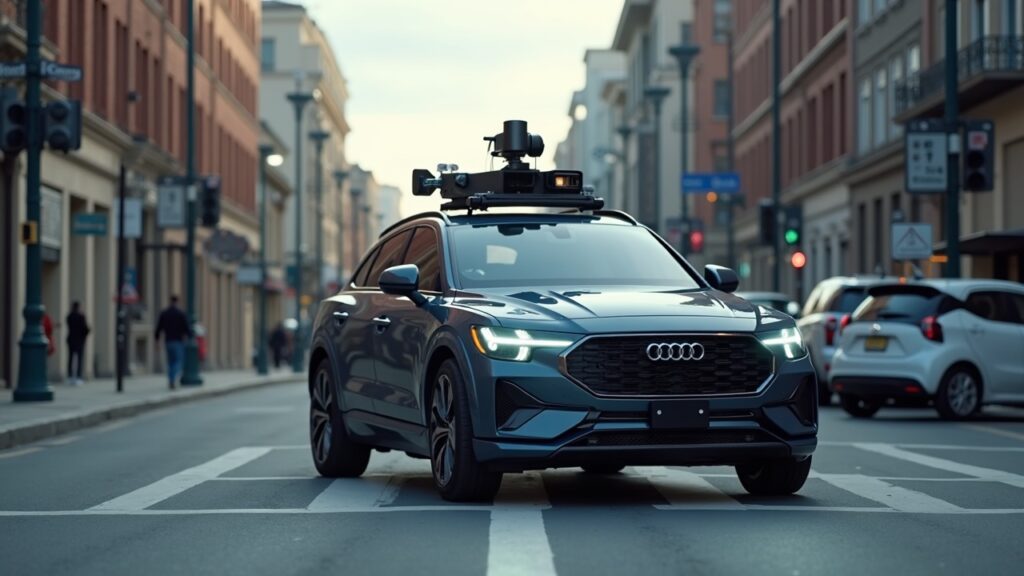 Natix Network anunció una alianza con Natix para combinar datos DePIN Coche autónomo fotorrealista con cámaras 360° en una calle de la ciudad, flujos de datos DePIN de Solana alimentando una IA autónoma inspirada en Valeo.