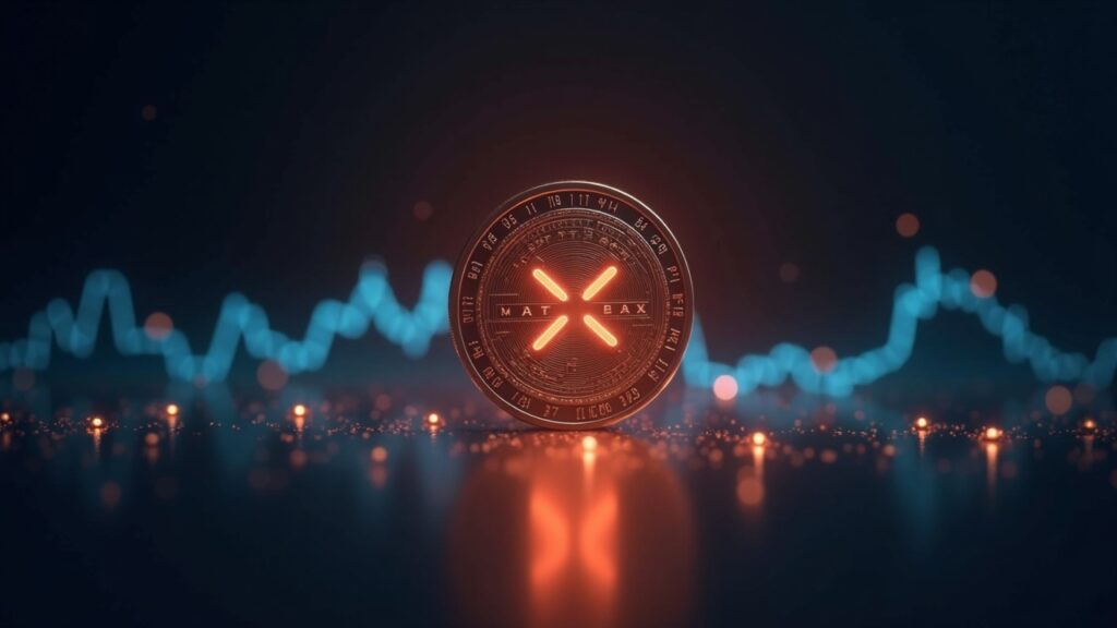 Token XRP fotorrealista centrado ante una barrera luminosa marcada 2.00, con flechas que muestran entradas de ETF y la reducción de reservas en exchanges.