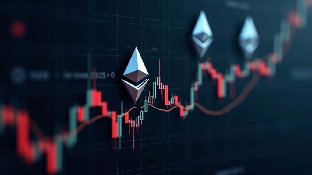 BMNR de BitMine cae 10% y se acerca a niveles de soporte clave Gráfico fotorrealista de BMNR transformándose en símbolos de Ethereum, destacando el soporte de $17 y las pérdidas inminentes.