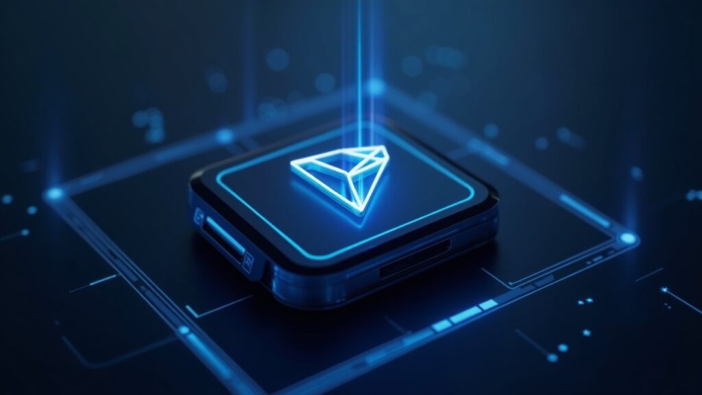 CoolWallet integra alquiler de energía para reducir drásticamente los costos de transacción en TRON Primer plano de una billetera hardware CoolWallet con un icono de energía de TRON y un flujo que ilustra el alquiler de energía reduciendo las tarifas mientras mantiene el saldo de TRX