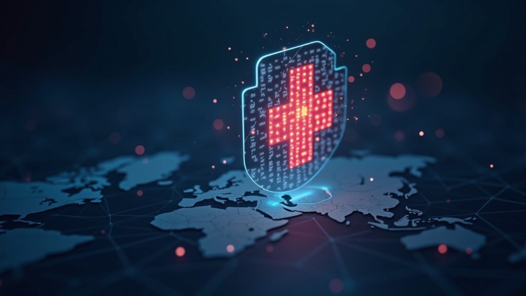 Cruz Roja Española lanza RedChain, una plataforma de ayuda en blockchain que protege la privacidad Imagen centrada de una insignia de la Spanish Red Cross junto a una cadena de bloques holográfica luminosa con un escudo de privacidad y una insignia de pausa