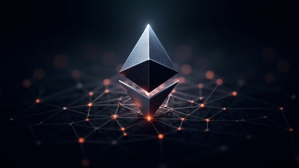 Ethereum prepara una transformación arquitectónica con pruebas de conocimiento cero gracias a EIP-8025 El logotipo fotorrealista de Ethereum se transforma en una estructura descentralizada luminosa, señalando una importante actualización de la red.
