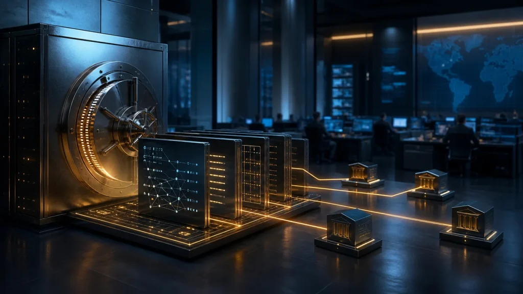 Institutional deposit ledgers connected through secure blockchain settlement rails