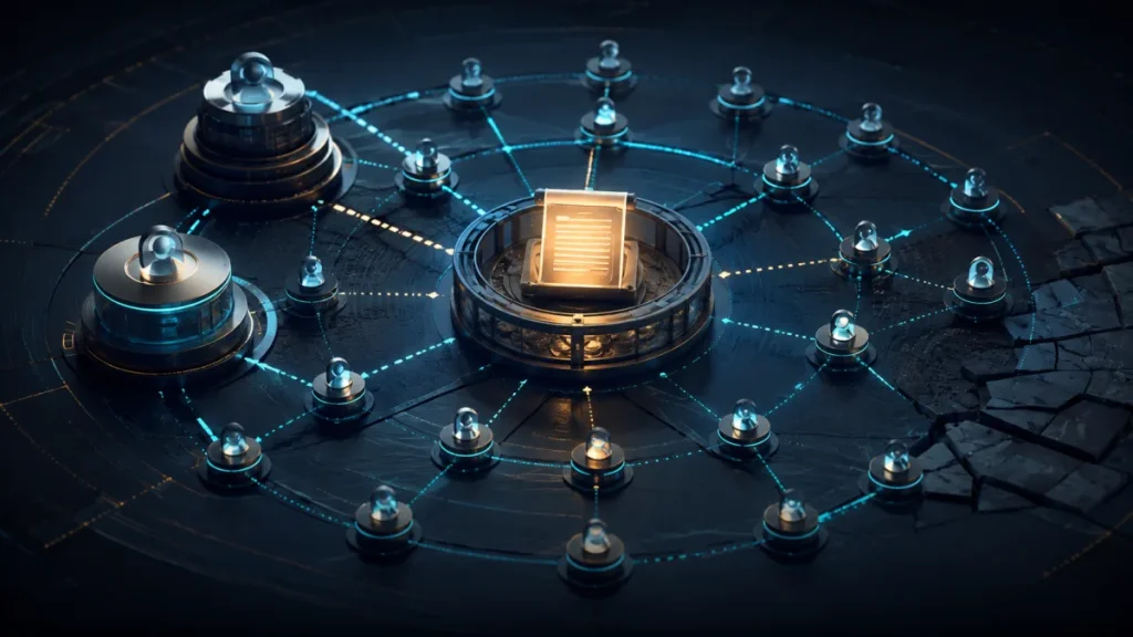 DAO governance network coordinating proposals, votes and treasury