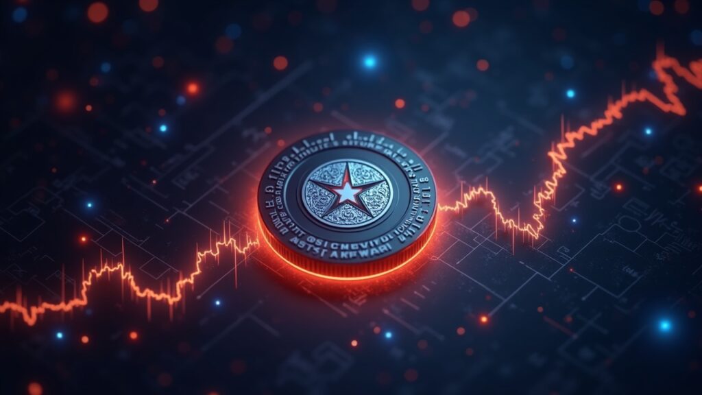 ASTER token with a glowing vesting calendar and rising market graphs in a crypto newsroom scene.