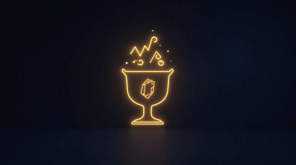 Glowing Chainlink logo forming a cup-and-handle over a CCIP-enabled multi-chain price chart, signaling a $100 target.