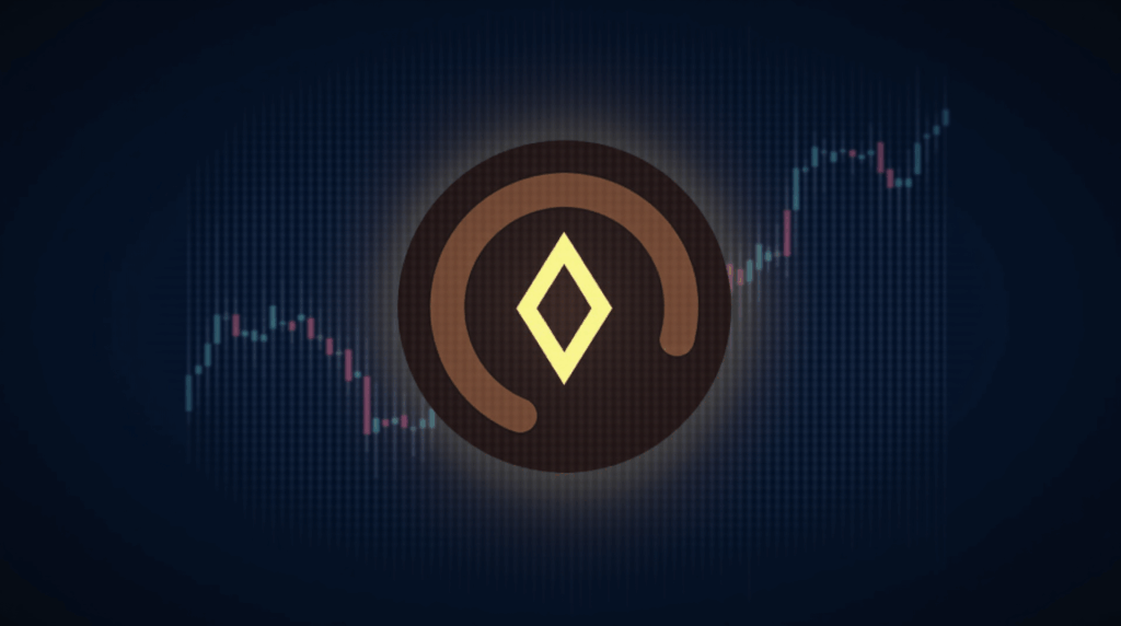 LINK token in the center, ascending chart and digital ETF, background with NYSE Arca motif and blockchain mesh.