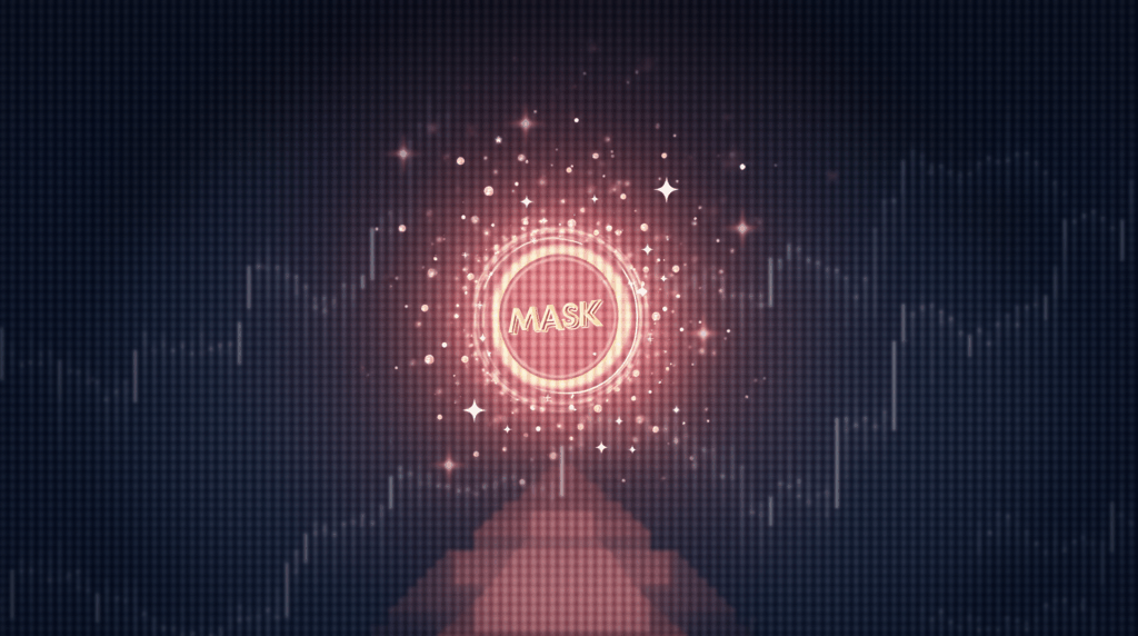 MetaMask logo transforming into the MASK token in front of a futuristic newsroom, with airdrop particles and DeFi charts.