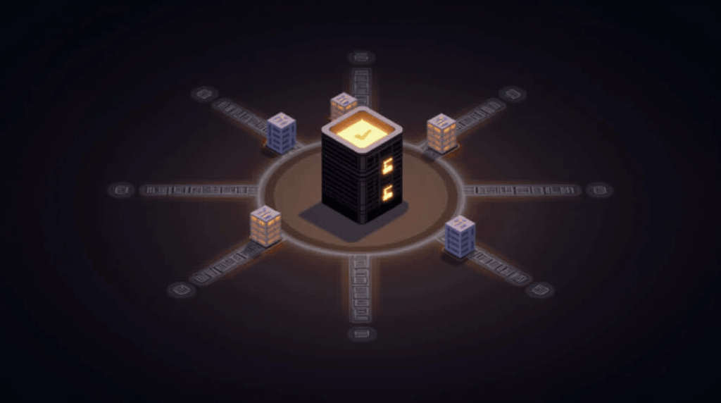 Validator node at center, surrounded by USDH symbols and a glowing on-chain ledger, signaling governance and liquidity.