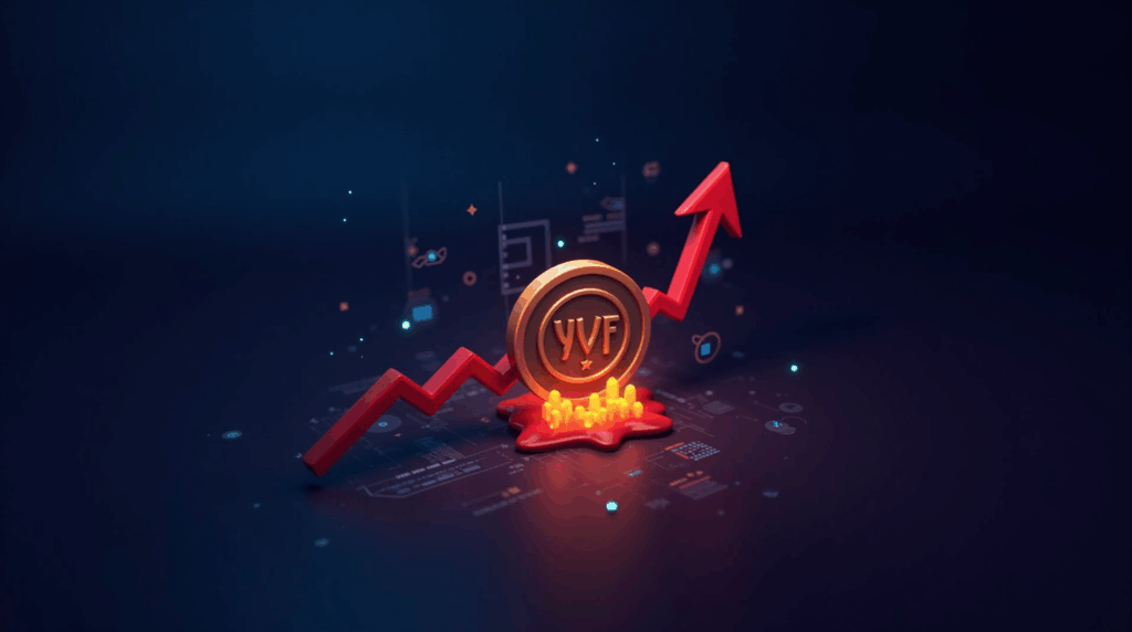 Crypto header: WLFI melting over a red decline chart, embers of 47 million and blue symbols.