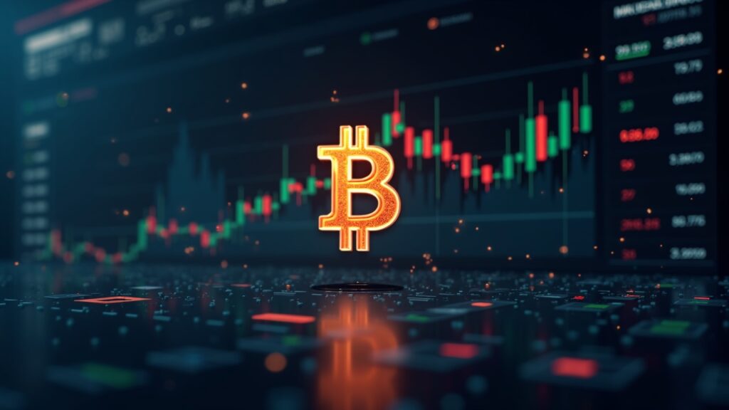 Standard Chartered warns the coming week could be a turning point for Bitcoin Bitcoin symbol at center with a high-tech market dashboard showing open interest and funding lines in a newsroom setting.