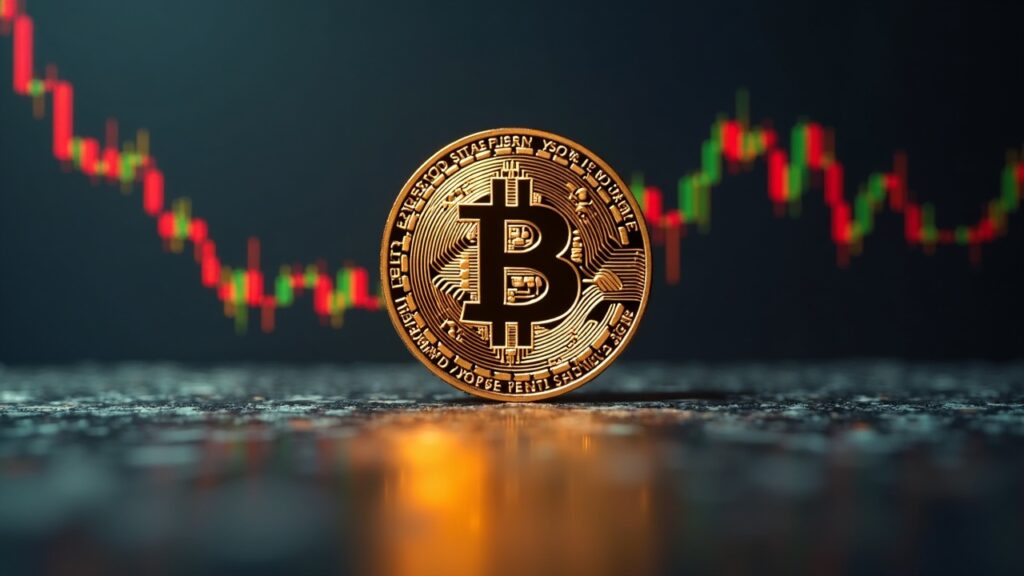 Central Bitcoin symbol with rising Japanese bond yields and a weakening yen, illustrating liquidity squeeze and crypto hedge