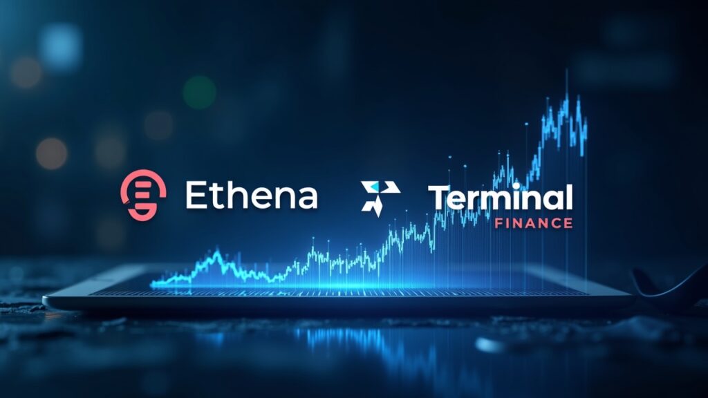 Terminal Finance secures $280 million in pre-launch deposits with Ethena support Photorealistic header: trading desk with holographic liquidity chart and logos of Ethena and Terminal Finance.