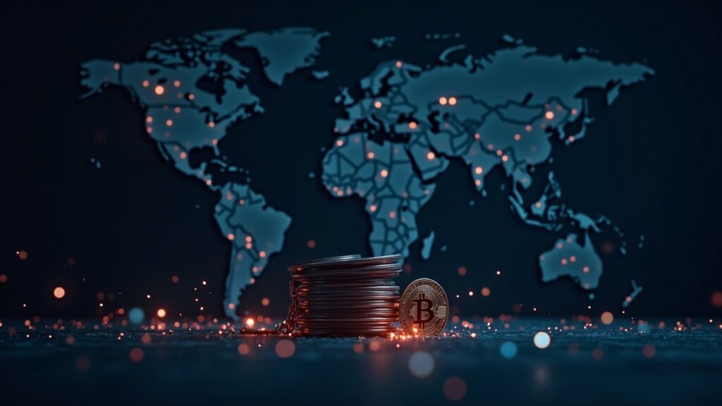 Crypto trading desk with a compromised multisig cold wallet, BTC/ETH flows and a political map in the background.