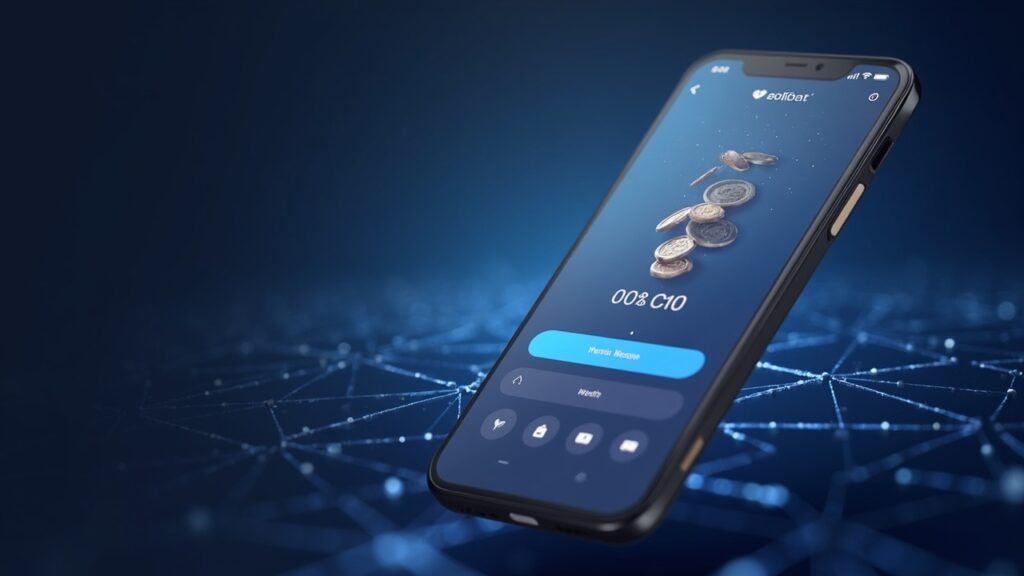 65 Million Revolut Users Can Now Swap Stablecoins at Zero Cost Revolut screen: stablecoin exchange with no fees, coins entering a wallet over a blockchain grid.