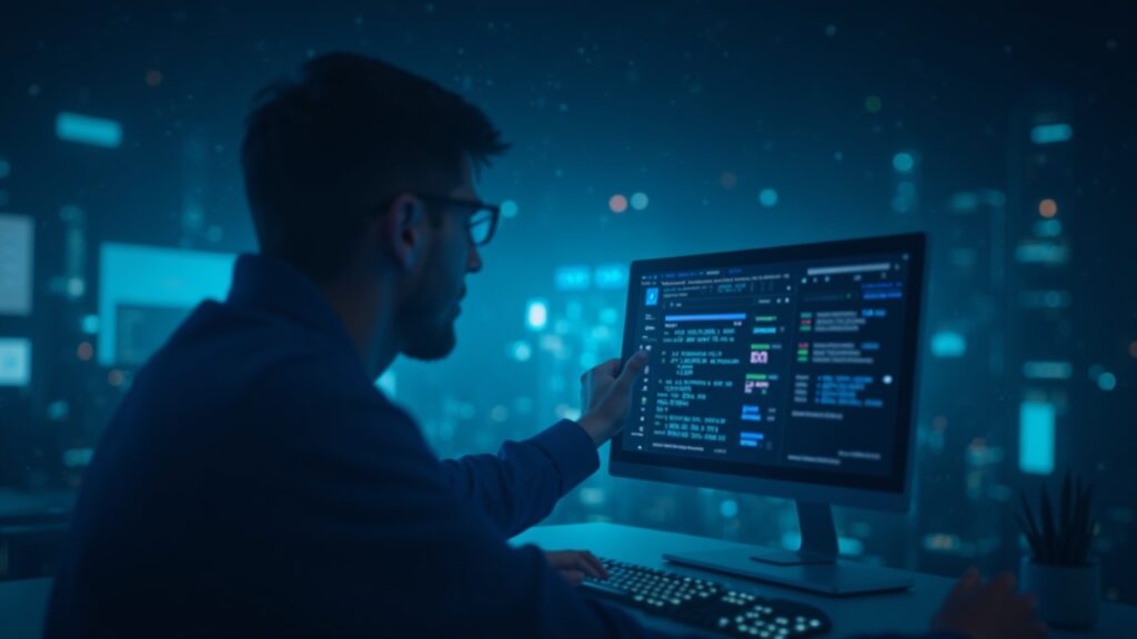 24/7 stocks on-Chain? Hyperliquid´s equity perps spark a DeFi frenzy Photorealistic header: stock market terminal transforming into a blockchain, trader in the foreground and 24/7 tickers.