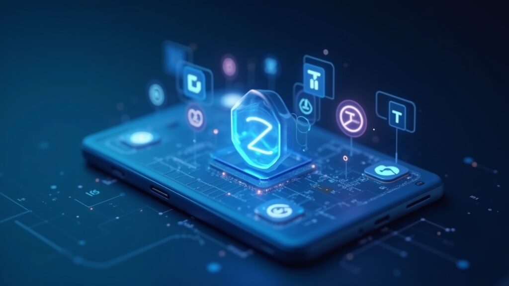 Open and transparent wallet device showing interconnected blockchain logos and the Tether brand, newsroom style.