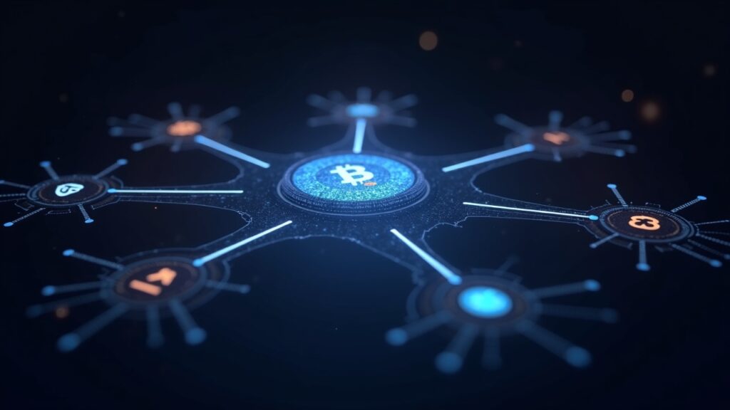 Wallet interface focused on native swaps between SUI and BTC, ETH, SOL and XRP, with bright lines.