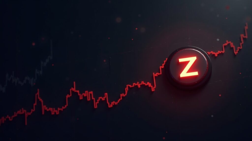 Zcash warns of possible drop after rising 400% in October Crypto header with Zcash logo, ascending chart and double top near 300, with a red risk glow