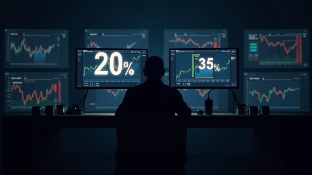 Trader in front of screens: Aster +25%, crypto sell-offs and silhouette of Trump distancing himself from CZ, photorealistic newsroom style.