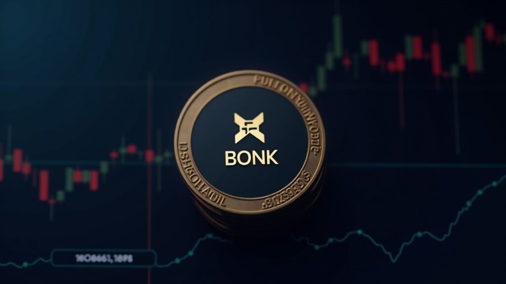 BONK token on a trading screen with the SIX Swiss Exchange logo, illustrating regulated access to crypto.
