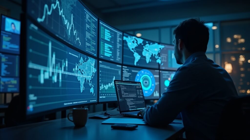 White House reviews IRS rule to tax U.S. persons’ foreign crypto accounts under OECD CARF Central analyst watches cross-border crypto data flows on holographic screens, highlighting CARF and the IRS.